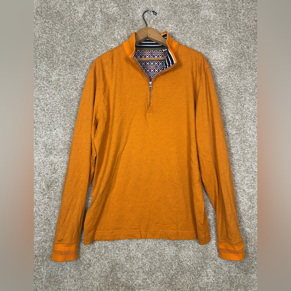 Robert Graham Men’s Orange 1/4 Zip Pullover Sweater Size XL